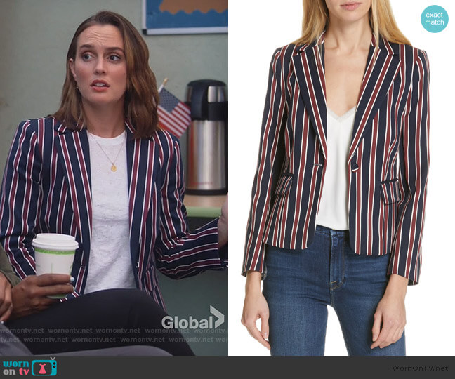 Frame Stripe Shrunken Blazer worn by Angie (Leighton Meester) on Single Parents
