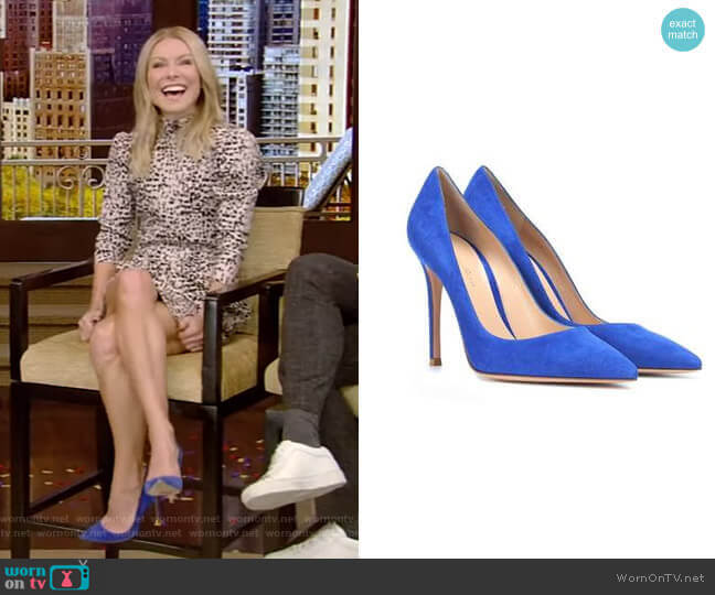 Gianvito Rossi Suede Pumps worn by Kelly Ripa on Live with Kelly and Mark