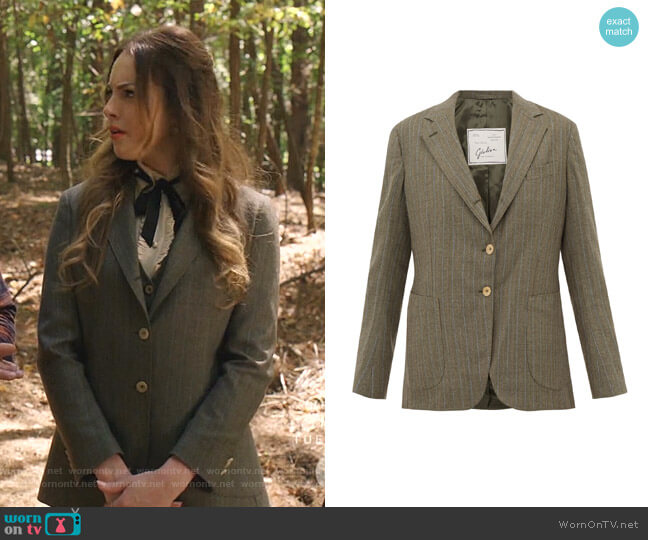 Giuliva Heritage Collection Andrea Pinstriped Blazer worn by Fallon Carrington (Elizabeth Gillies) on Dynasty