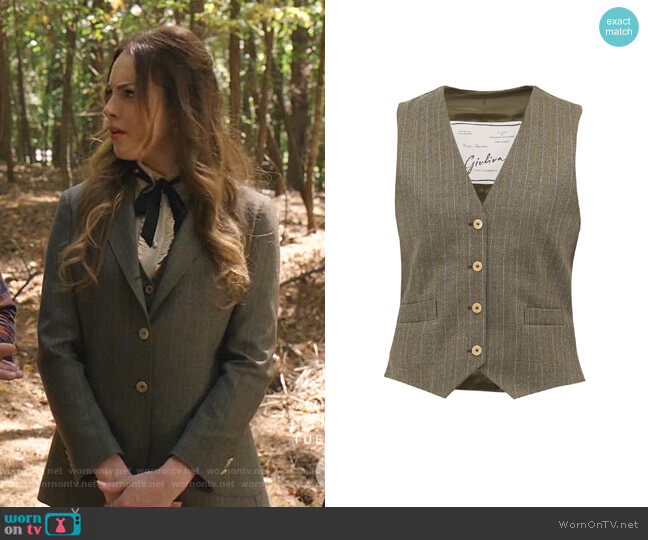 Giuliva Heritage Collection Andrea Waistcoat worn by Fallon Carrington (Elizabeth Gillies) on Dynasty