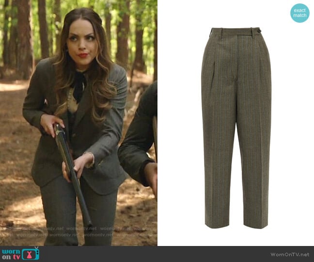 Giuliva Heritage Collection Cornelia Pinstriped Trousers worn by Fallon Carrington (Elizabeth Gillies) on Dynasty