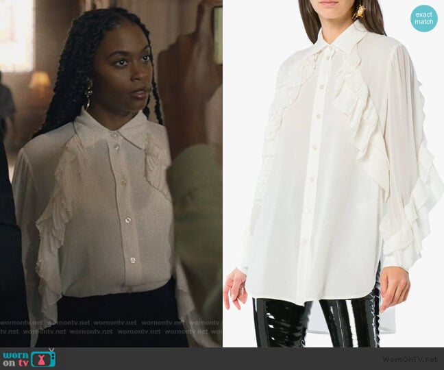 Givenchy Ruffle Button Down Shirt worn by Anissa Pierce (Nafessa Williams) on Black Lightning