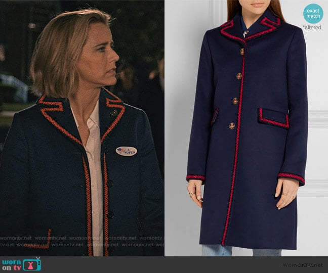 Gucci Embroidered Wool Coat worn by Elizabeth McCord (Téa Leoni) on Madam Secretary