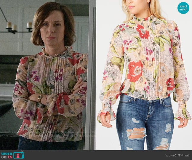 Guess Tyler Top worn by Paige Kessler (Embeth Davidtz) on The Morning Show