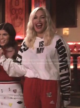 Gwen Stefani’s Los Angeles Is My Hometown print hoodie on The Voice