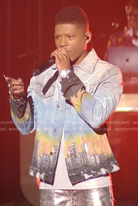 Hakeem’s city print denim jacket on Empire