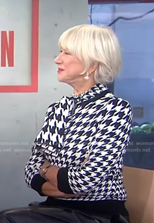 Helen Mirren’s houndstooth tie neck top on Today