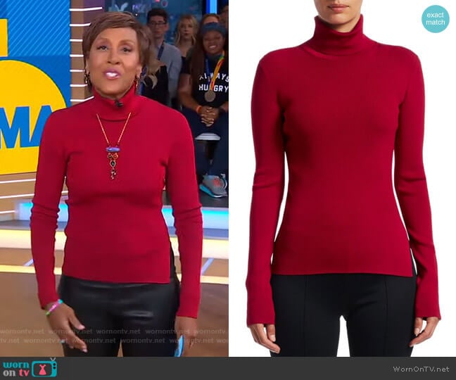 Helmut Lang Rib-Knit Turtleneck Sweater worn by Robin Roberts on Good Morning America