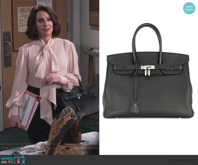 Hermes Birkin 35cm hand bag Togo worn by Karen Walker (Megan Mullally) on Will and Grace