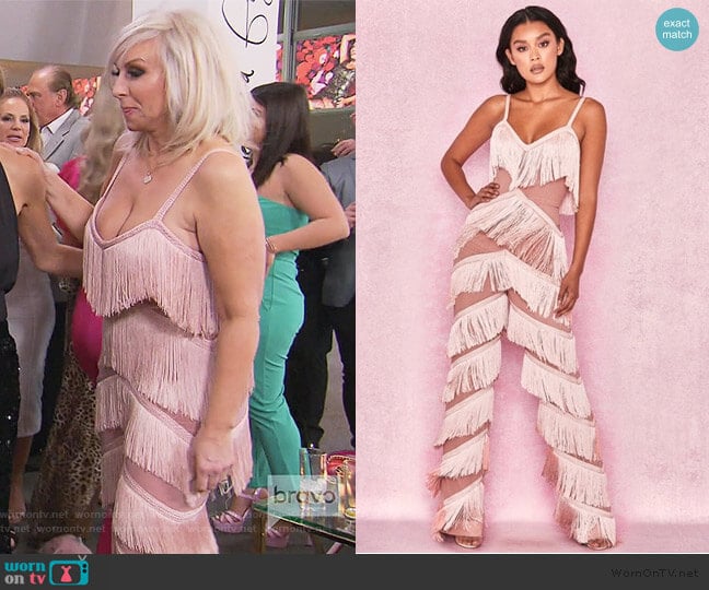 House of CB Marcella Fringe Jumpsuit worn by Margaret Josephs on The Real Housewives of New Jersey