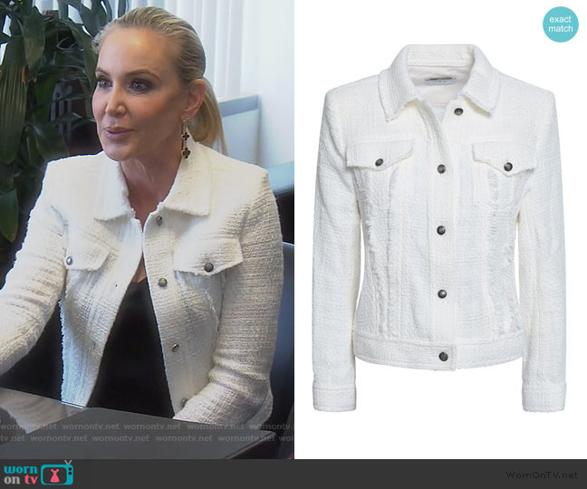 IRO Paloma frayed cotton-tweed jacket worn by Shannon Beador on The Real Housewives of Orange County