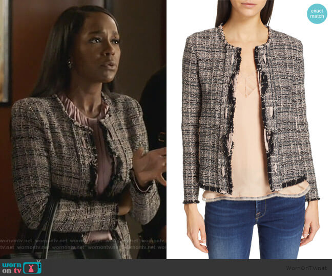 IRO Frannie Tweed Jacket worn by Michaela Pratt (Aja Naomi King) on How to Get Away with Murder