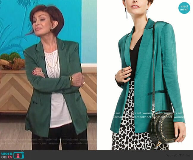 INC International Concepts Satin Open-Front Blazer worn by Sharon Osbourne on The Talk