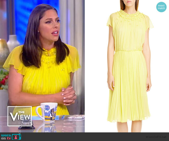 Jason Wu Embellished Crinkle Silk Chiffon Dress worn by Abby Huntsman on The View