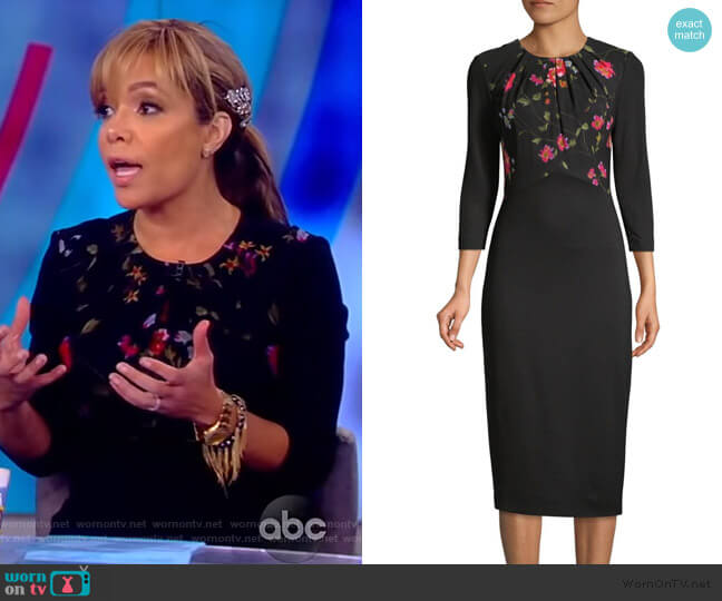 Jason Wu Floral Vine Stretch Ponte Sheath Dress worn by Sunny Hostin on The View