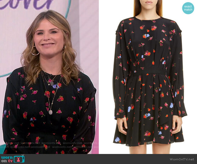 Jason Wu Floral Long Sleeve Silk Dress worn by Jenna Bush Hager on Today