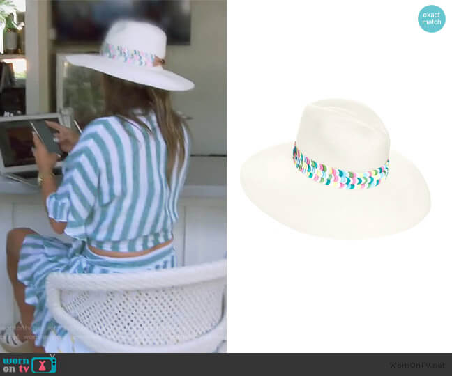 Jaunt The Aleria Multi Colored Panama Hat worn by Kelly Dodd on The Real Housewives of Orange County