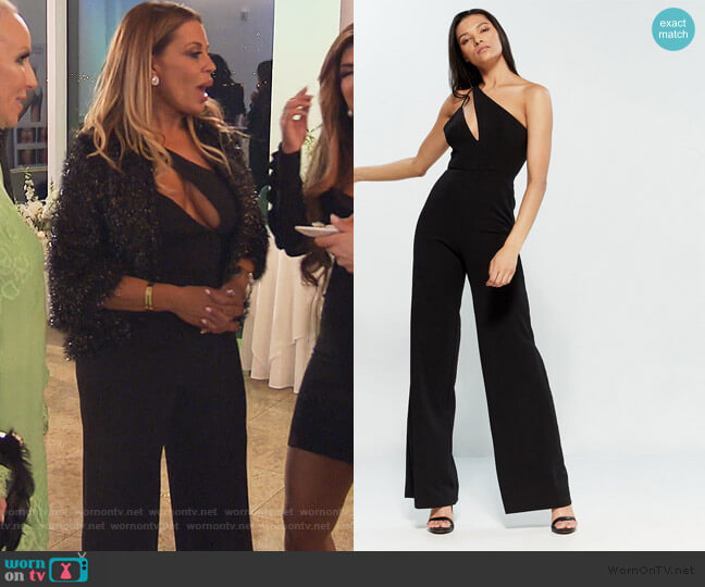 Jay Godfrey Black Portner Cutout Jumpsuit worn by Dolores Catania on The Real Housewives of New Jersey