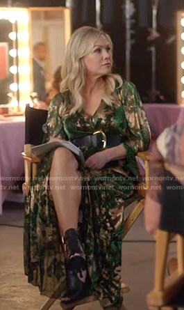 Jennie’s green and gold maxi dress on BH90210