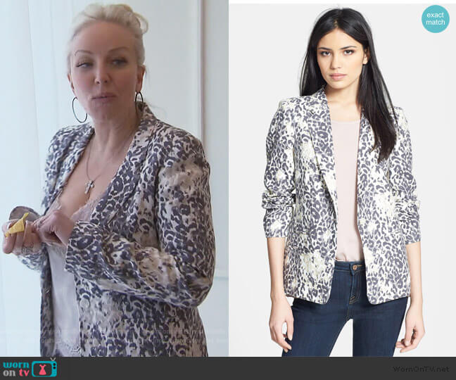 Joie Mehira Animal Print Linen Blazer worn by Margaret Josephs on The Real Housewives of New Jersey