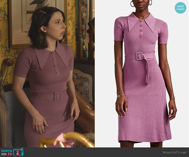 JoosTricot Rib-Knit Cotton-Blend Belted Sweaterdress worn by Izzy Levine (Esther Povitsky) on Dollface