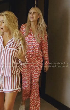 Kameron’s pink lip print pajamas on The Real Housewives of Dallas