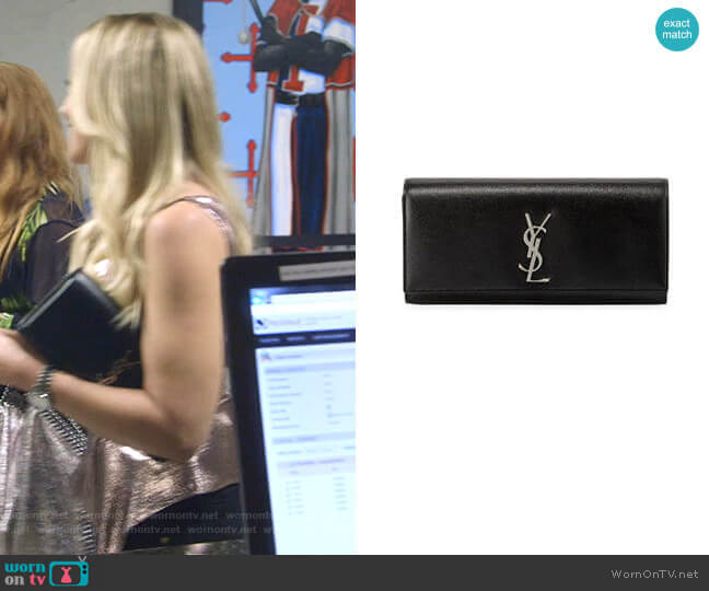 Saint Laurent Kate Monogram YSL Clutch Bag worn by Stephanie Hollman on The Real Housewives of Dallas
