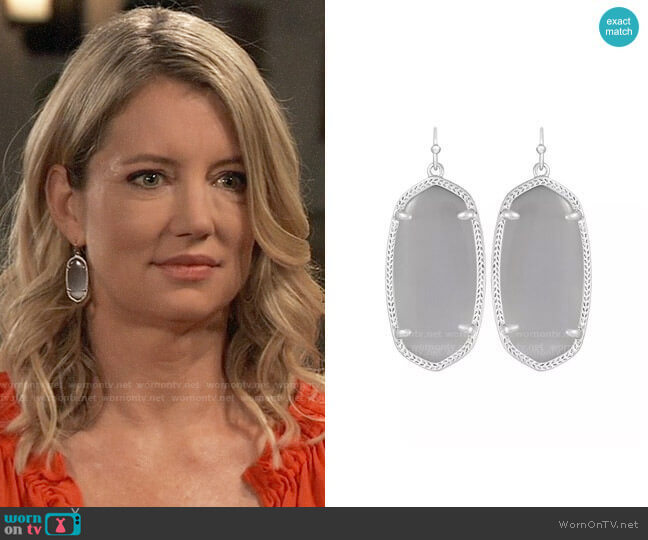 Kendra Scott Elle Earrings in Rhodium / Slate worn by Nina Reeves (Cynthia Watros) on General Hospital