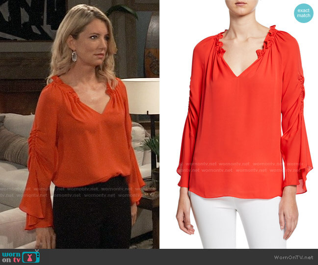 Kobi Halperin Carolina Top in Daquiri worn by Nina Reeves (Cynthia Watros) on General Hospital