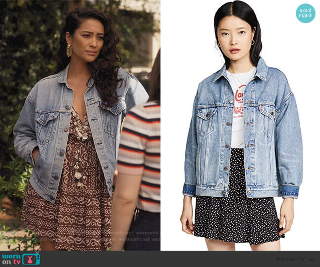 Levis Dad Trucker Jacket worn by Stella Cole (Shay Mitchell) on Dollface