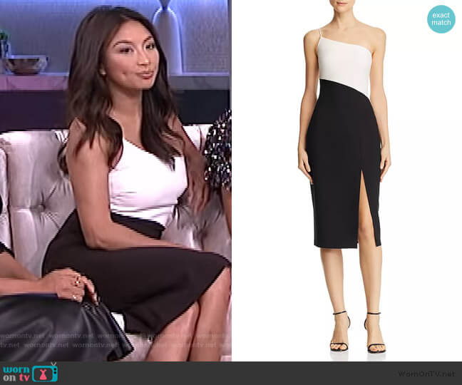 Likely Cassidy Two-Tone One-Shoulder Midi Dress worn by Jeannie Mai on The Real