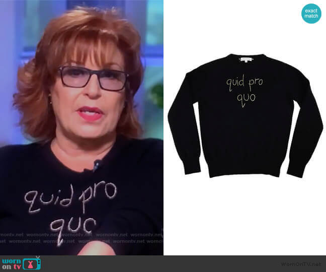 Lingua Franca quid pro quo sweater worn by Joy Behar on The View