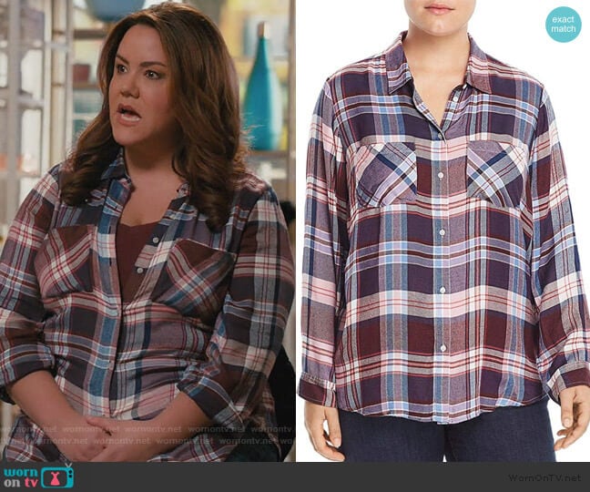 Lucky Brand Classic Pleat Back Plaid Shirt worn by Katie Otto (Katy Mixon) on American Housewife