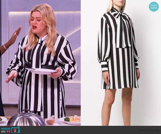 MSGM Striped Shirt Dress worn by Kelly Clarkson on The Kelly Clarkson Show