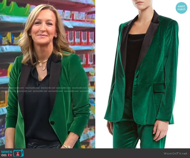 Alice + Olivia Macey Velvet Blazer worn by Lara Spencer on Good Morning America