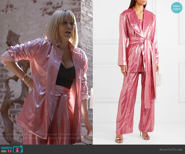 Michael Lo Sordo Marina Metallic Velvet Wide-Leg Pants worn by Giselle (Nicole Ari Parker) on Empire