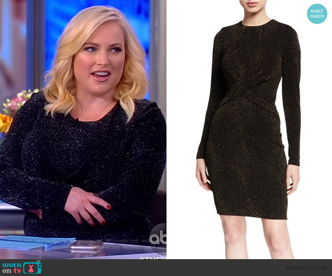MICHAEL Michael Kors Lurex Twist Front Bodycon Dress worn by Meghan McCain on The View