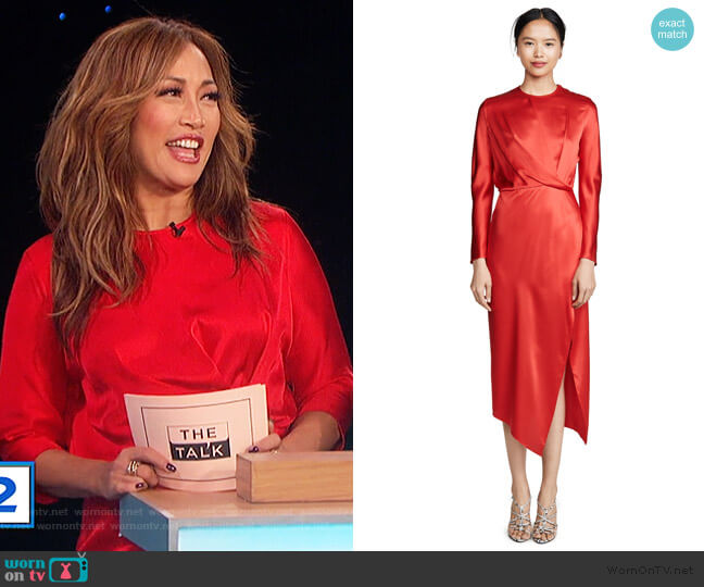 Michelle Mason Origami Midi Dress worn by Carrie Inaba on The Talk