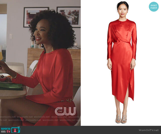 Michelle Mason Origami Midi Dress worn by Monica Colby (Wakeema Hollis) on Dynasty