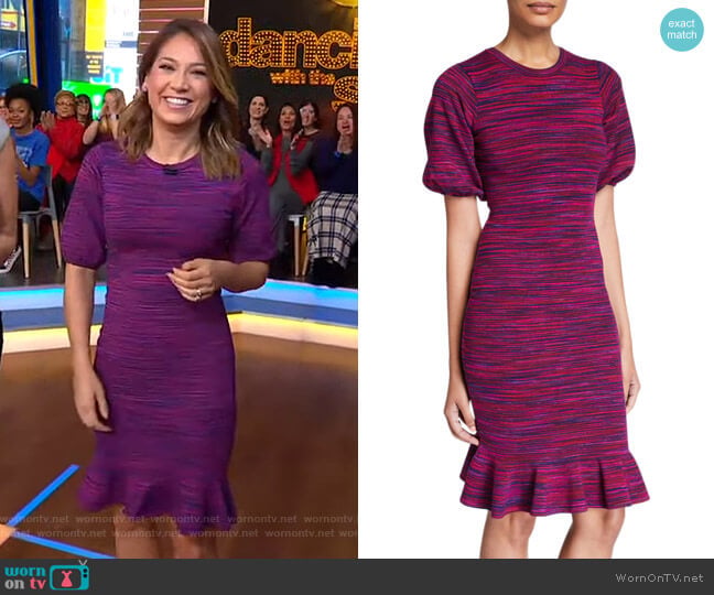 Milly Space Dye Puff-Sleeve Dress worn by Ginger Zee on Good Morning America