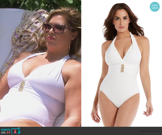 Miraclesuit Rock Solid Rockstar One Piece Swimsuit worn by Emily Simpson on The Real Housewives of Orange County