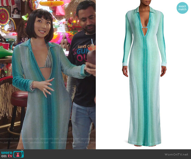 Missoni Mare Long Lurex Coverup Caftan worn by Mei Lin (Poppy Liu) on Sunnyside
