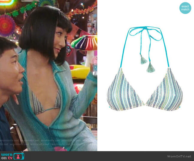 Missoni Mare Striped Two-Piece Swimsuit worn by Mei Lin (Poppy Liu) on Sunnyside