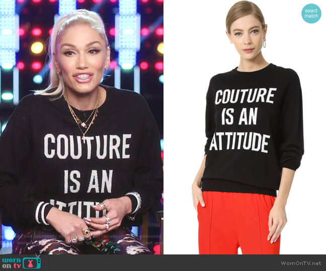 Moschino Intarsia Sweater worn by Gwen Stefani on The Voice