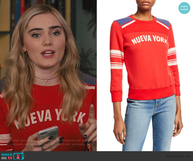 Mother Nueva York Sweatshirt worn by Taylor Otto (Meg Donnelly) on American Housewife