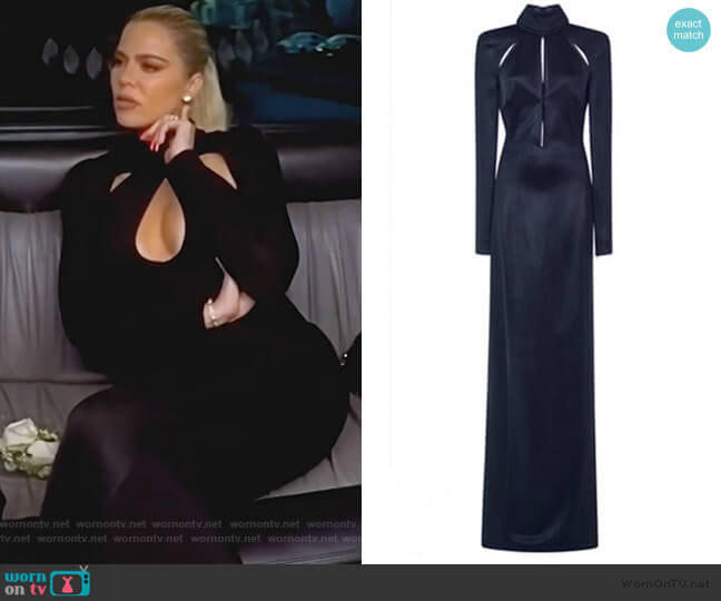 Mugler Shinny Ribs Long Sleeve Gown worn by Kourtney Kardashian on Keeping Up with the Kardashians