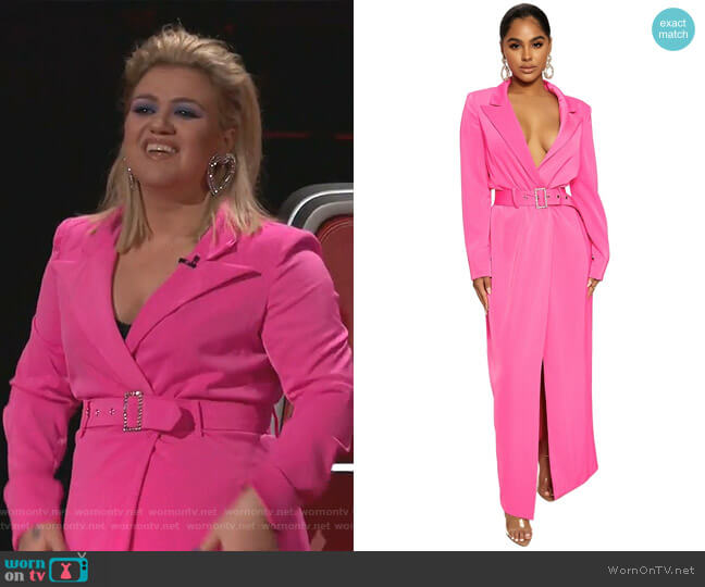Naked Wardrobe Buckle Up Baby Blazer Dress worn by Kelly Clarkson on The Voice