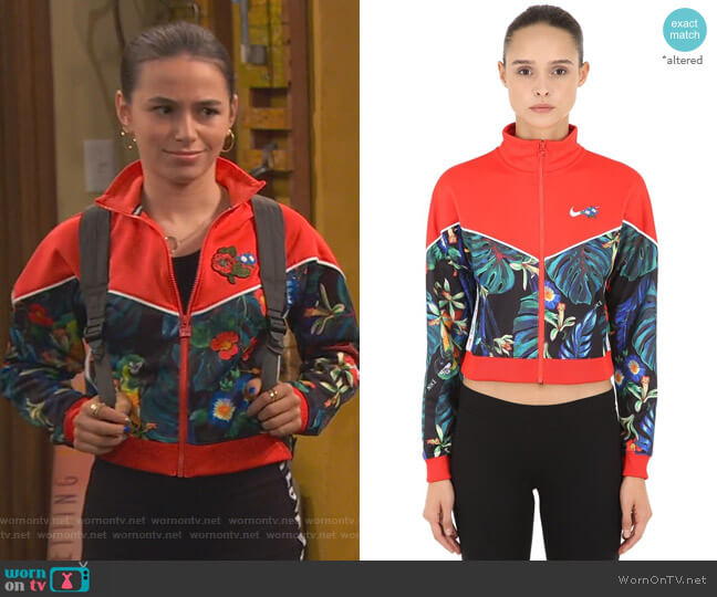 Nike Floral Cropped Track Jacket worn by Tess O'Malley (Sky Katz) on Ravens Home