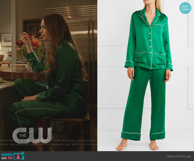 Olivia von Halle Coco Pajama Set worn by Fallon Carrington (Elizabeth Gillies) on Dynasty