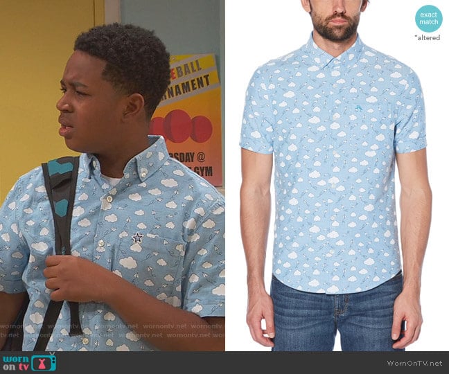 Original Penguin Cloud Print Shirt worn by Booker Baxter (Issac Ryan Brown) on Ravens Home